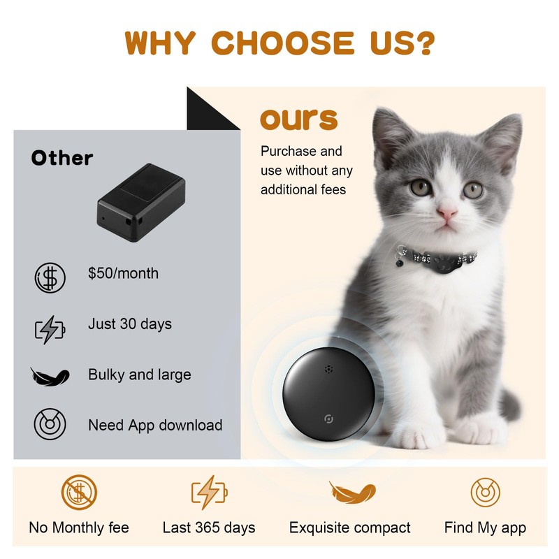 Cat Tracker, Cat Tracker Collar Compatible with Apple Find My