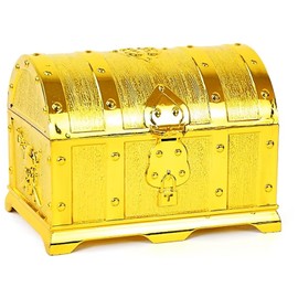 EXDUCT Treasure Box, Small Item Organizer, Storage Box, Pirate Style, Toy Box, Pirate, Retro, Antique Style, Jewelry Box, Storage Box, Piggy Bank, Gold