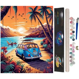 HONGYA Paint by Numbers Kit for Adults,16x20 Inch DIY Scenic Sea View Art Oil Painting for Living Room, Bedroom, Office Decorations Without Frame Roll up Canvas(LD-8)