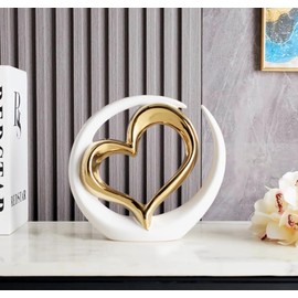 JXCBXJ Heart ceramic statue,Home Decoration Art Statue,Modern Abstract Art Ceramic Statue,for Dining Room Living Room Office Tv Stand Centerpiece
