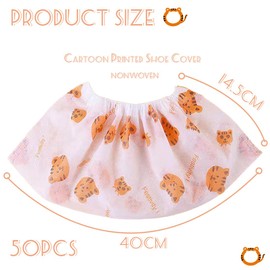 Pack of 50 Shoe Covers, Disposable Cartoon Disposable Print, Overshoes with Waterproof Sole, Shoe Protection Cover, Non-Slip, Reusable Overshoes, Extra Strong, 14.5 x 40 cm