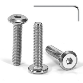 Tunejoy Pack of 30 Flat Head Screws M4 x 20 mm Flat Head Screws Stainless Steel A2 V2A Furniture Screws Hexagon Socket Full Thread with Allen Key