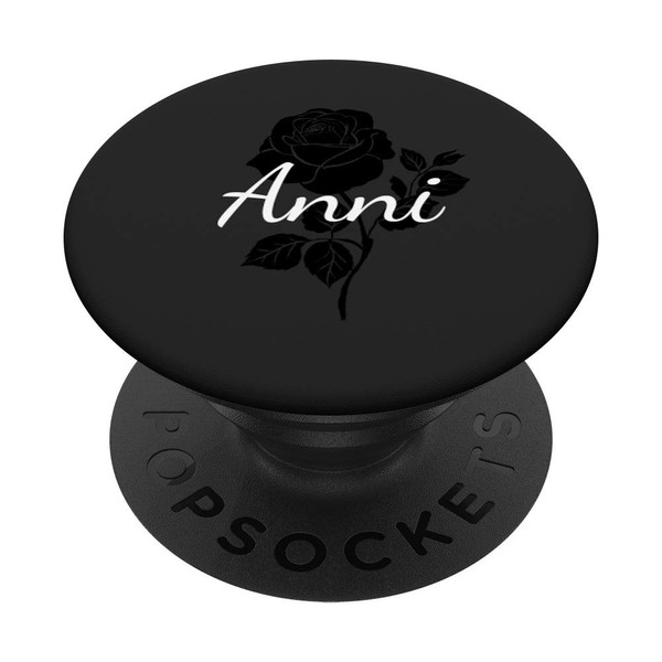 Anni Name Black Rose Personalised Gift Grey PopSockets PopGrip: Extendable