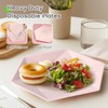 PARTY GO Pink Paper Plates, Heavy Duty Bagasse Disposable Plates