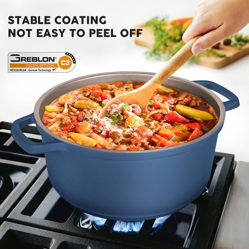 INSETFY Large Dutch Oven Pot with Lid-7.5QT Cast Aluminum Oven