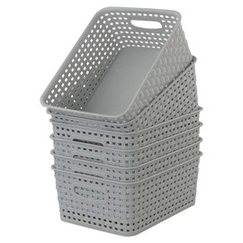 Cadine Grey Plastic Storage Baskets, 6 Pieces, Small Basket, Storage Plastic