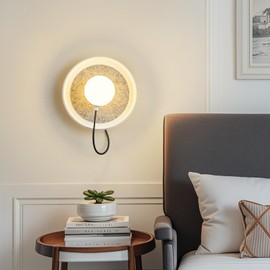 BNHHLZ Modern Wall Sconces Set of Two with Globe Lampshade Indoor Adjustable Round White Sconces Wall Lighting for Living Room Hallway Bedroom Bedside Kitchen Dining Room(2-Pack)