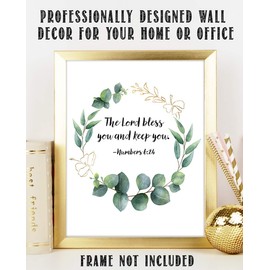 Numbers 6:24"The Lord Bless You and Keep You." Eucalyptus Botanical Bible Verse Wall Print- Unframed 11 x 14 Color Print - Inspirational Gift for Family & Friends