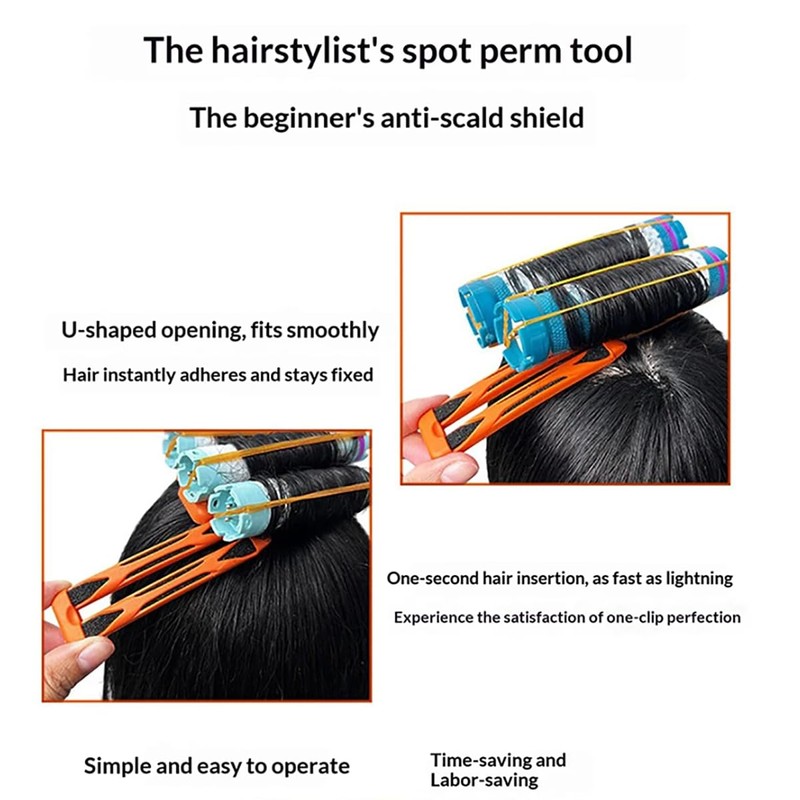12 Pieces Hair Perm Rods U-shaped Perming Insulation Clip Set