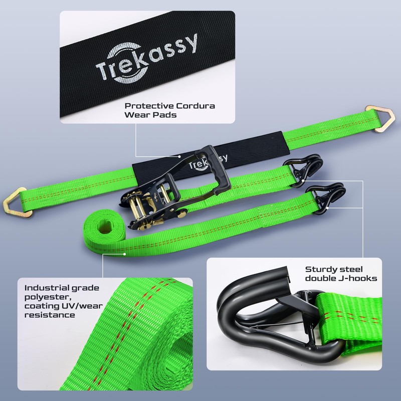 Trekassy Car Tie Down Straps for Trailers with Stake Pocket
