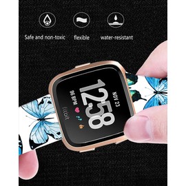 ANDRIU Compatible with Versa 4/Versa 3/Sense/Sense 2 Band for Women Girl, Cute Fadeless Replacement Sport Band Strap for Versa 4/Versa 3 Smartwatch(Blue Butterfly)