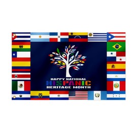 Bolcagob Latino 22 Spanish Speanking Countries Tree Flag National Hispanic Heritage 4x6FT Flag Outdoor Double Printed Funny Flag Banner for Dorm Garden Yard Home Decor 2 Shiny Brass Grommets (4x6FT)