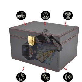 Trsnzul Keyless Go Protection Car Key Box, RFID Blocker Car Key, Faraday Box Bag Car Key Protection Keyless, for Car Key Safe (Black, 115 x 90 x 62 mm)