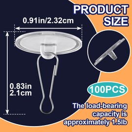 Mxxipp 60 Pack Self-Adhesive Ceiling Hooks for Hanging,Damage-Free No-Drill Ceiling Discs, Removable Transparent Wall Hanger for Festival Wedding Birthday Party Christams Decorations