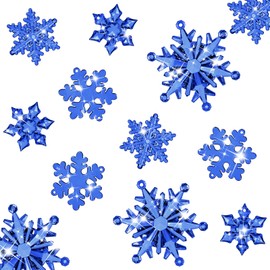 Dilunave 40 Pieces Christmas Snowflake Ornaments Acrylic Christmas Tree Decorations Crystal Snowflakes Translucent Winter Hanging Ornament for Tree (Navy Blue)