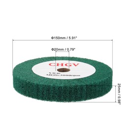 uxcell 150x25x20mm 180 Grit Non-Woven Polishing Burnishing Wheel Nylon Wire Drawing Abrasive Flap Wheel for Surface Treatment Stainless Steel Copper Aluminum Green
