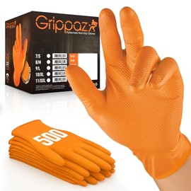 RAP Gloves (Pack of 500 Grippaz Nitrile Gloves Working Gloves Extremely Robust Non - Slip Ideal for Workshops Mechanics Industry Rubber Disposable Gloves (Orange, Small)
