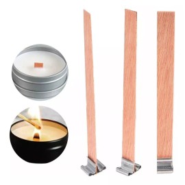 Launers 30 Mechas De Madera Pabilos Diy 1.3x13cm Y Base De Metal