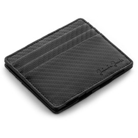 Jaimie Jacobs Flap Boy Slim - The Original - Magic Wallet Slim Wallet Men's RFID Protection Money Clip Small Slim Wallet Gift Genuine Leather Flap Boy Slim, 06 Carbon