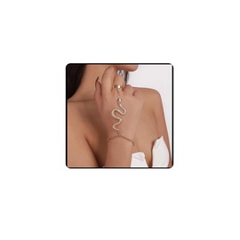 Cubahop Vintage Punk Snake Bracelets Finger Ring Hand Chain Adjustable Jewelry for Women (Gold)