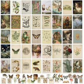 97 Decor Vintage Fairycore Decor - 40 Pcs Fairy Wall Decor Aesthetic, Cottagecore Wall Art Fairy Core Collage Kit, Fairy Art Prints Cottagecore Pictures, Earthy Fairy Decor for Bedroom Home (4x6)