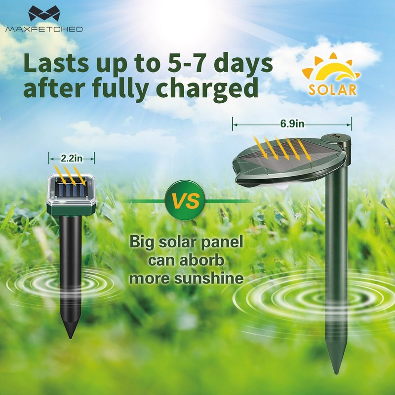 Solar Snake Repellent Ultrasonic Outdoor with LED Light, Sonic Mole