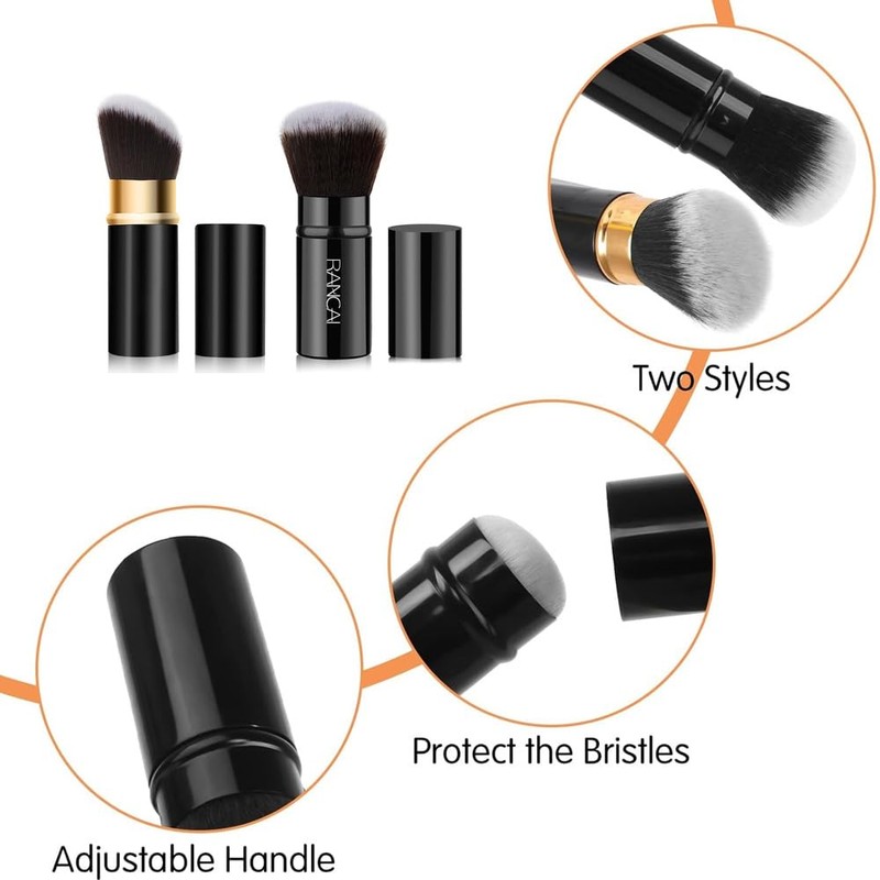 Pack of 2 Powder Makeup Brushes Retractable Brush for Blush