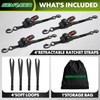 Retractable Ratchet Straps Heavy Duty with Soft Loops (4-Pack)