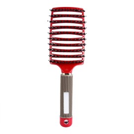 Cepillo de Cerdas, Peine de Masaje, Cepillo Antiestático para Alisar el Cabello, Cepillo Grueso y Largo para Desenredar Rizado para Hombres y Mujeres, Uso en el Salón del Hogar (Rojo)