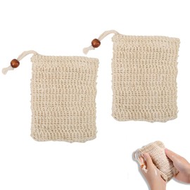 Natural Soap Bag,2 pcs Sisal Soap Bag,Soap Exfoliating Bag, Exfoliating Saver Pouch With Drawstring,for Bath Shower Foaming,Drying Soaps,Exfoliatio Shampoo Bar
