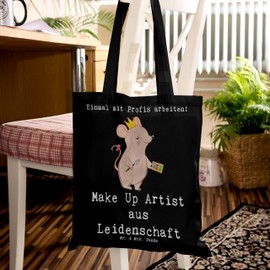 Mr. & Mrs. Panda Tote Bag Make Up Artist of Passion - Gift, Work Colleague, Beauty Salon, Girls Night, Employee, Opening, Shopping Bag, Beautician, Make-Up Artist, Fabric Bag, Company, black, Hand drawn