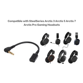 Alphatec 3.5mm Male to Female Cable Adapter for Arctis 3 5 7 Pro Compatible with SteelSeries Arctis 3 Arctis 5 Arctis 7 Arctis Pro Gaming Headset Headphone Audio Adapter Cable 0.12 Meters Black
