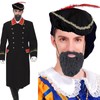 Renaissance Costume Accessories Set, Renaissance Hat Medieval Hat with Beard,