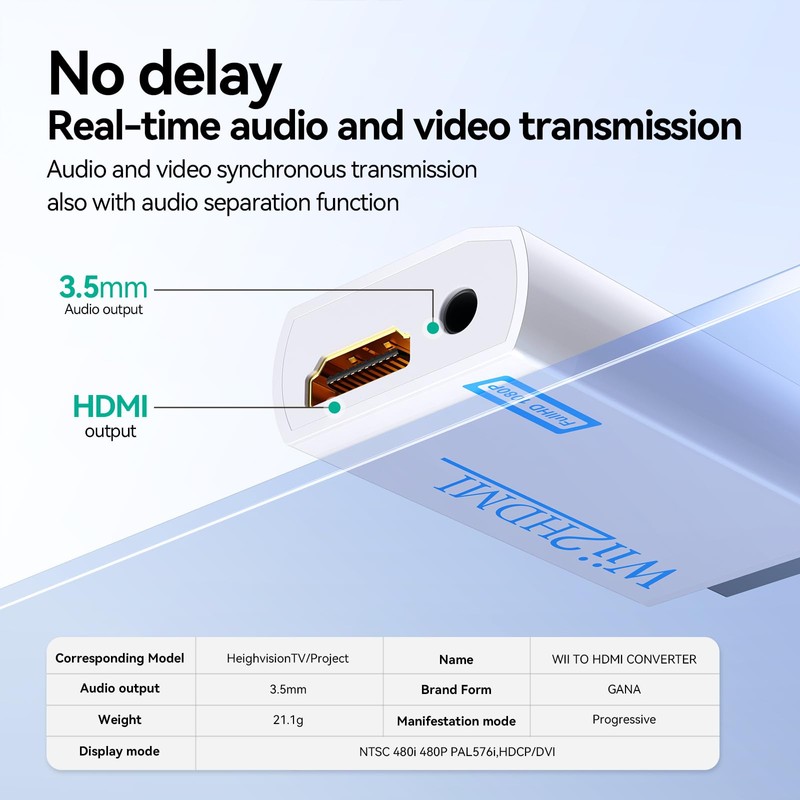 GANA Wii to hdmi Converter, wii to hdmi Adapter, 1080p