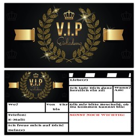 BREITENWERK VIP Invitation Cards Set of 15 – Premium Invitation Cards to Fill in for VIP Party New Year's Eve Birthday Boys Girls Adults