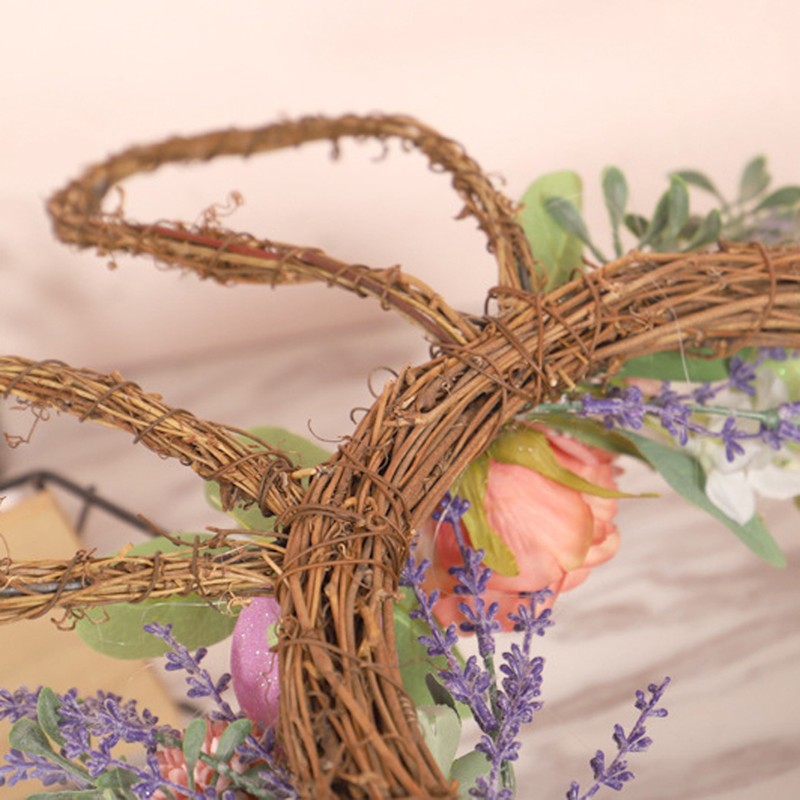 Bunny Egg Easter Wreath Simulation Lavender Wreath Decoration for Door