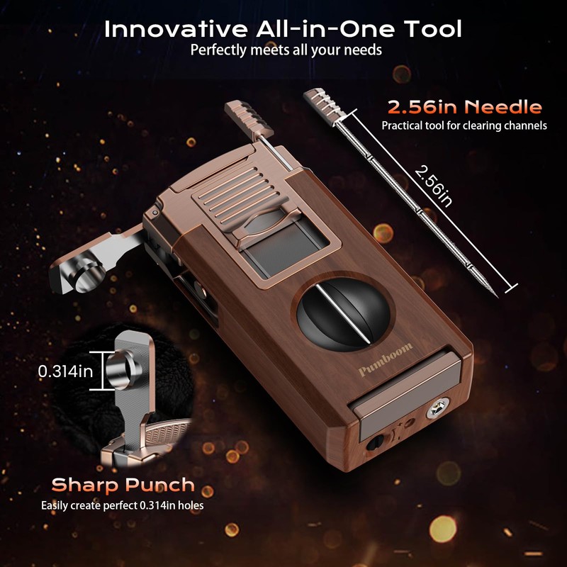 Torch Lighter with Cutter, Punch, Holder, Draw Enhancer Tool, and