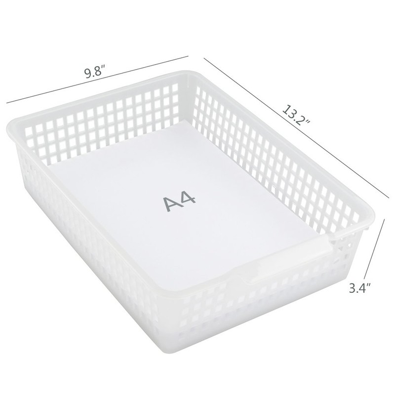 Qskely 6-Pack A4 Paper Storage Baskets File Trays Baskets, Clear