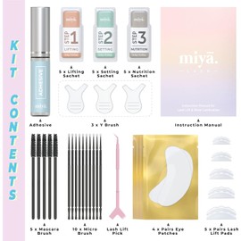 MIYA LASH- Kit 2 en 1 para levantamiento de pestañas y laminación de cejas Pestañas y cejas más pobladas al instante El resultado del salón dura 8 semanas