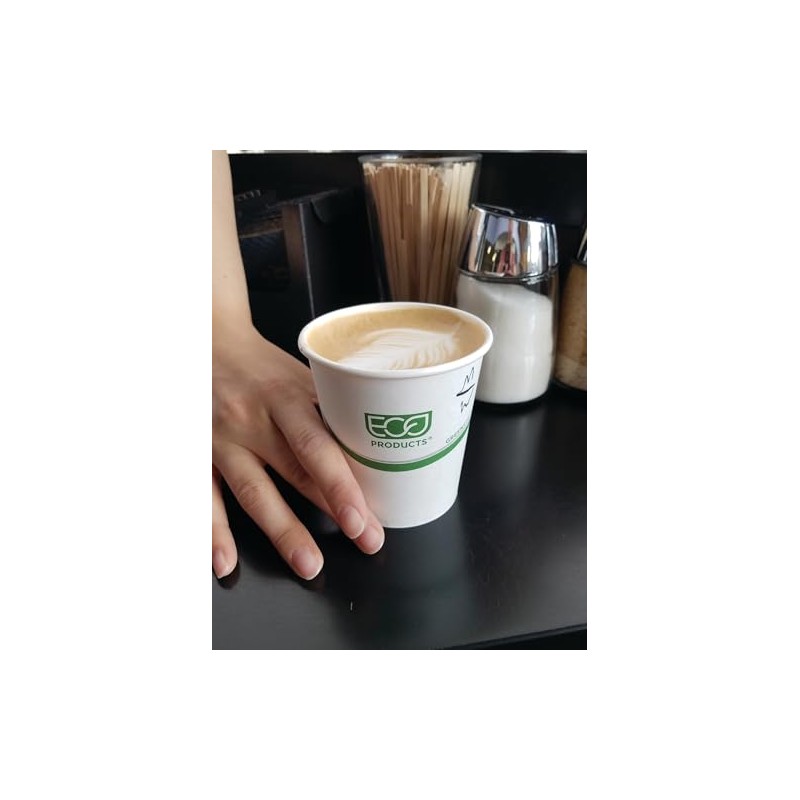 ECO PRODUCTS GreenStripe Disposable Paper Coffee Cups, Single Wall Hot