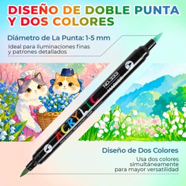 LISAPRO Marcadores Acrílicos de Doble Punta y Doble Color, 72 Colores Rotuladores Acrilicos de Pintura, Juego de Marcadores con 36 Puntas de Dos Colores para Cristal, Cerámica, Manualidades DIY