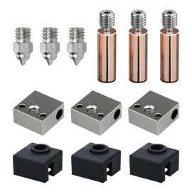 hiBCTR Copper Plated Nozzle Cr10 Bimetallic Titanium Copper Throat Copper Plated Heating Block Black Silicone Sleeve for Creativity Ender 3 / 3X / 3 Pro /3 V2, Cr-10 J-Head Hotend 3D Printer