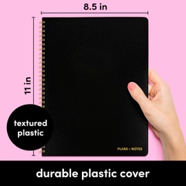 PAPERAGE Undated Daily Planner & To Do List Notepad (Black), 8.5 in x 11 in, Spiral Bound Planner Notebook for Work, School or Home, 104 Lined Pages With Date Tracker for Plans & Notes