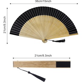 Small Folding Hand Fan, Chinese Japanese Vintage Foldable Hand Fan, Bamboo Silk Fans, Decorative Folding Fans Handheld for Women (Wood)
