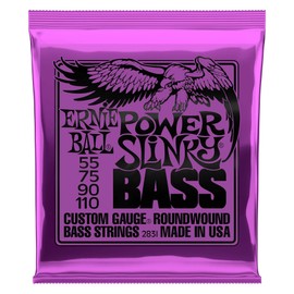 Ernie Ball Power Slinky - Cuerdas para bajo eléctrico, entorchado de níquel, calibre 55-110