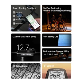 iGPSPORT BSC100MAX GPS Bike Computer, Wireless 3'' Screen Auto Start/Stop Custom Data 40H Waterproof Bicycle Computer