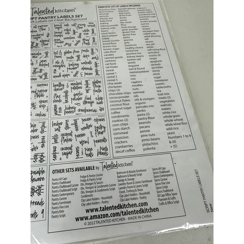 Talentedkitchen Script Pantry Labels Set 157 Black On Clear Background
