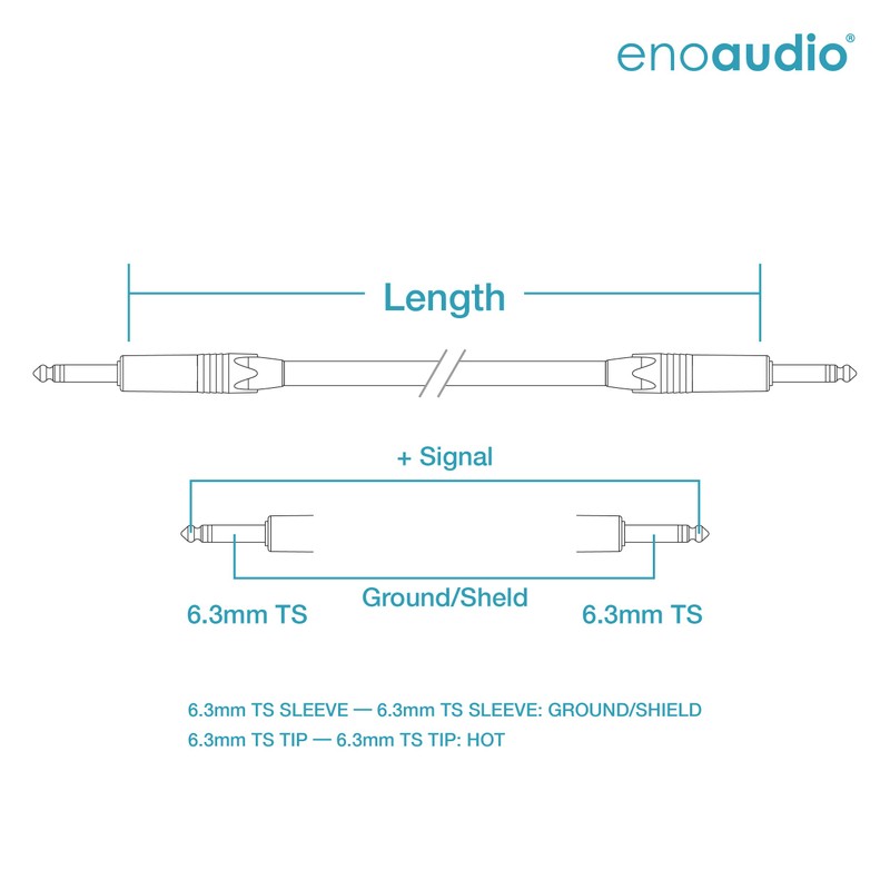 enoaudio Mogami 2524 Instrument Cable Neutrik Gold 6.3 mm TS