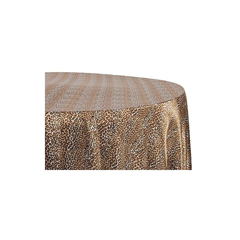 CVL Satin 120" Round Tablecloth 100% Polyester - Leopard Design,