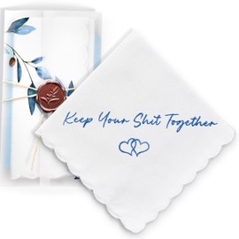 W&F GIFT Handkerchief - 12" x 12" - Something Blue for Bride on Wedding Day - Bridal Weddings Hankie, Keep It Together, 6" x 6"